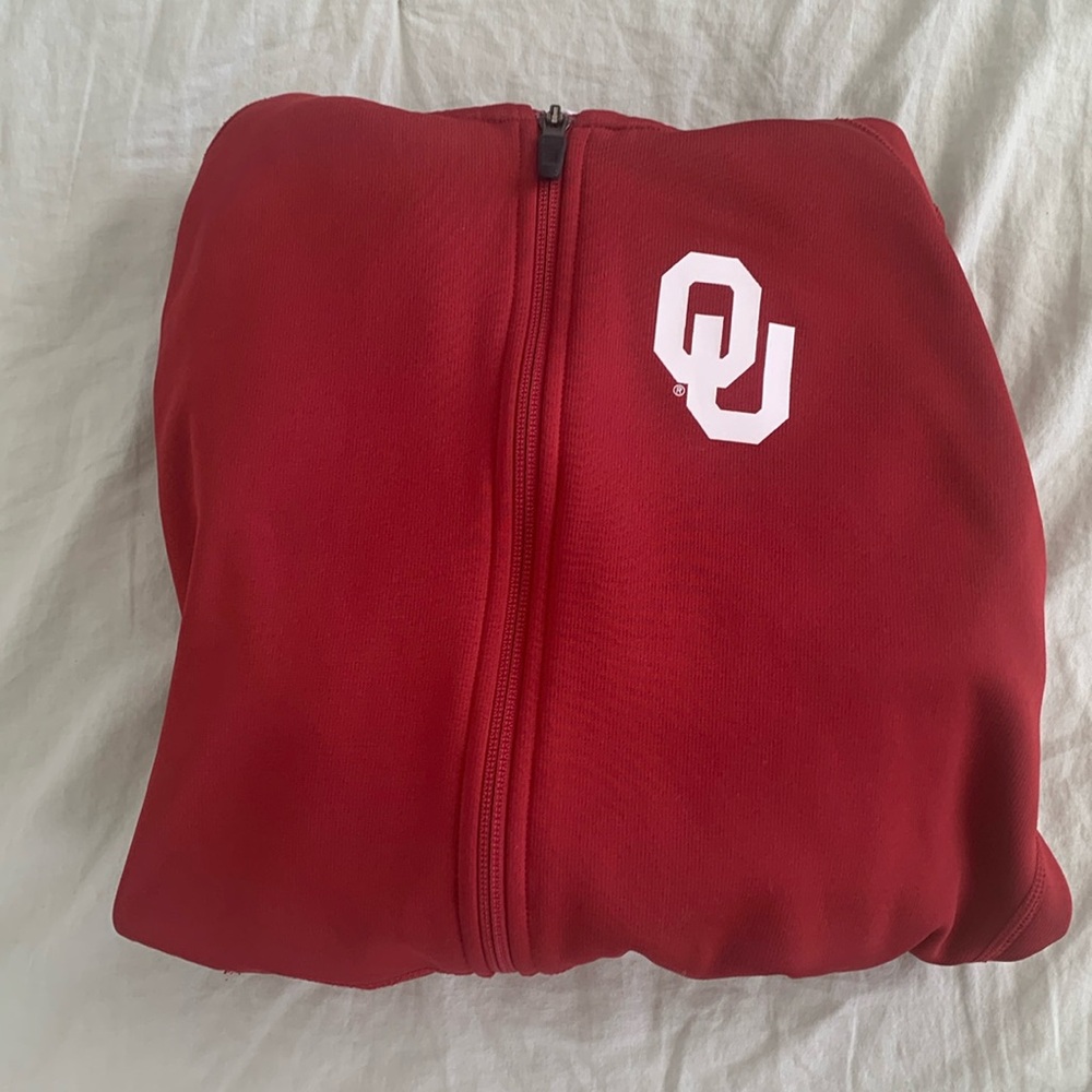 Red Oklahoma “OU” Zip-Up Therma-Fit Nike